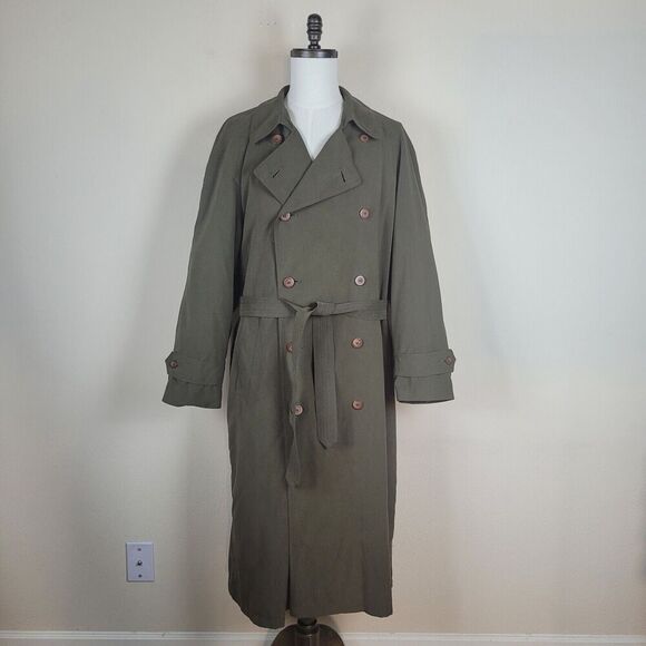 Perusal Other - Vintage Perusal Coat Mens 44 Long Green Trench Double Breasted Belted Classic